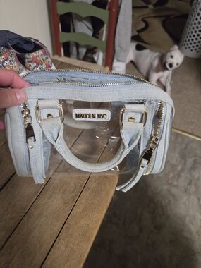Madden NYC Clear Crossbody Satchel with Light Denim Trim